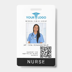 Business Logo QR Code Registered Nurse Photo ID Badge