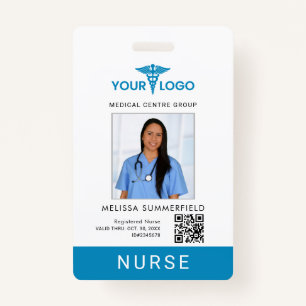 Business Logo QR Code Registered Nurse Photo ID  ID Badge