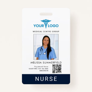 Business Logo QR Code Registered Nurse Photo ID ID Badge