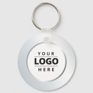 Business Logo QR Code Silver Employee Keychain