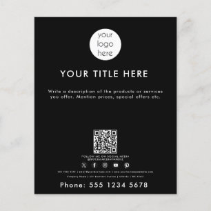 Business Logo QR Code Social Media Black Flyer