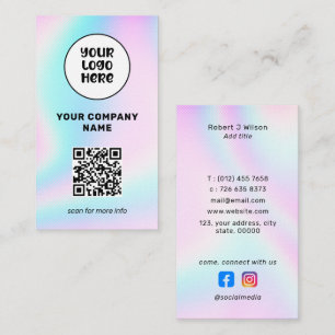 Business Logo QR Code Social Media Holographic Card