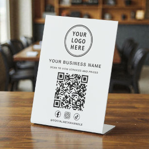 Business Logo QR Code Social Media Pedestal Sign