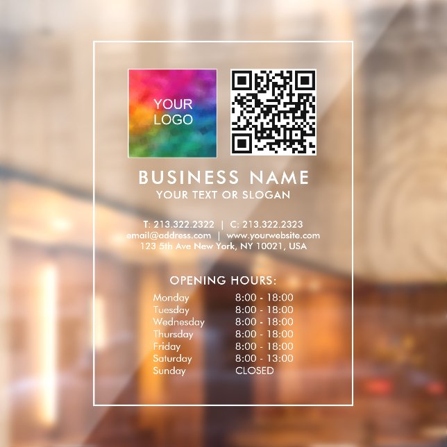 Business Logo QR Code Template Opening Hours (Sheet 2)
