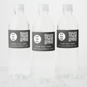 Business Logo QR Code Text Website Customer Gifts Water Bottle Label