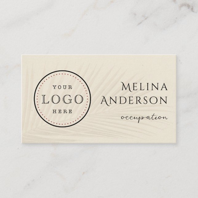 Business Logo QR Code Tropical Palm Business Card (Front)