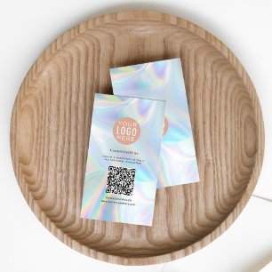 Business Logo QR Code Typography Holographic Card