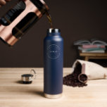 Business logo QR code website Customisable Water Bottle<br><div class="desc">Make a lasting impression with this Business Logo Custom QR Code Website Professional Water Bottle. Use your white logo on this navy blue water bottle. This sleek and professional water bottle is the perfect way to showcase your business logo and increase web-traffic and customer engagement. By incorporating a custom QR...</div>