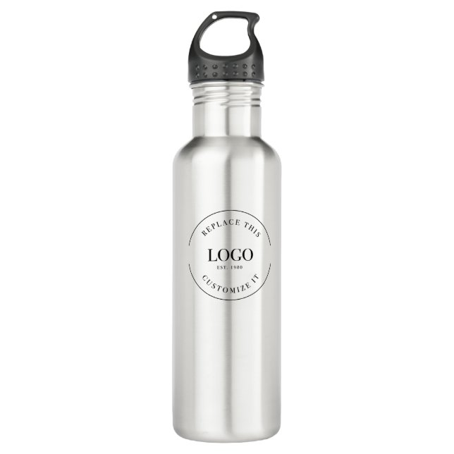 Business Logo QR code website Simple Custom 710 Ml Water Bottle (Front)