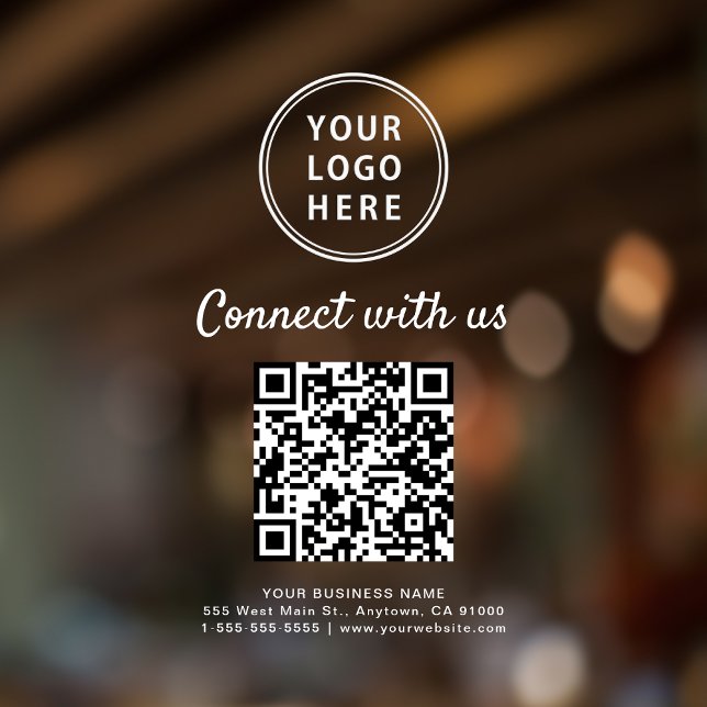 Business Logo QR Code White Connect With Us (A QR code sign to effortlessly connect your customers to your online platforms)