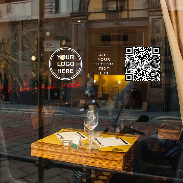 Business Logo QR Code White Lettering Horizontal (Business Logo QR Code White Lettering Horizontal Window Cling)