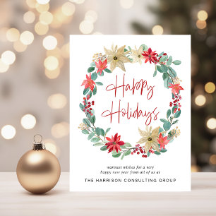 Business Logo QR Code Wreath Corporate Christmas Holiday Card