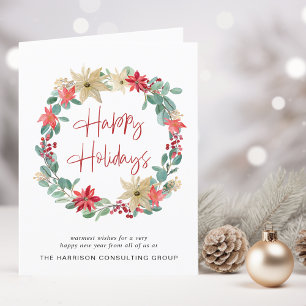 Business Logo QR Code Wreath Corporate Christmas Holiday Card