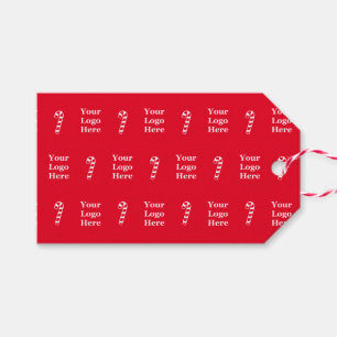 Business Logo Red and White Christmas Candy Canes  Gift Tags