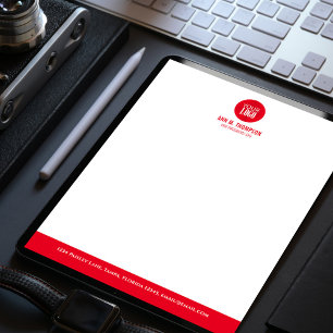 Business Logo Red and White Simple Custom Letterhead