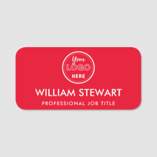 Business Logo Red Employee Staff Name Name Tag
