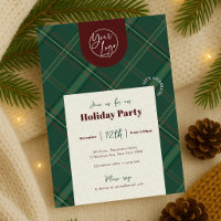 Business Logo Red Plaid Christmas Staff Party