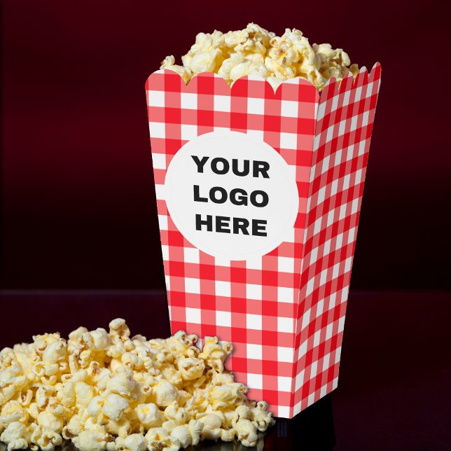 Business Logo Red & White Gingham Plaid Favour Box (Business Logo Red & White Gingham Plaid Favor Boxes
)