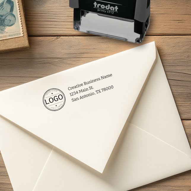 Business Logo Return Address Self-inking Stamp (Custom Business Return Address Stamp with Logo)