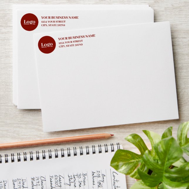 Business Logo Return Address Xmas Holiday White Envelope (Stacked)