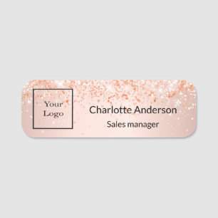 Business logo rose gold employee name tag