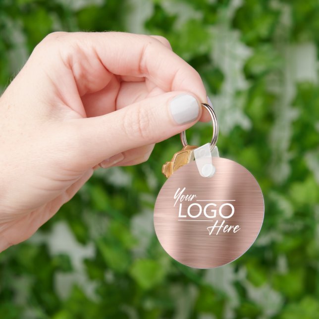 Business Logo Rose Gold Key Ring (Hand)