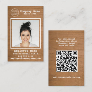 Business Logo Rustic Light Wood Photo Employee Card