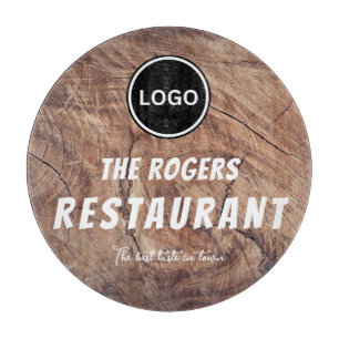 Business Logo Rustic Wood Restaurant Cutting Board