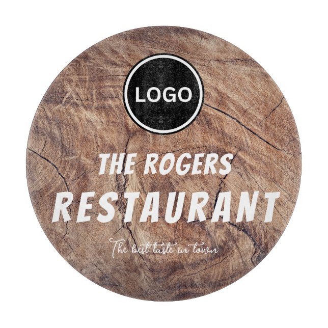 Business Logo Rustic Wood Restaurant Cutting Board (Front)