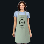 Business Logo Sage Green Employee Staff Name Apron<br><div class="desc">Business Logo Sage Green Employee Staff Name
A simple Sage Green custom business template in a modern minimalist style which can be easily updated with your company logo and text. 
business, Sage Green logo, blush, Sage Green, employee, staff, name, server, company logo, Sage Green logo, </div>