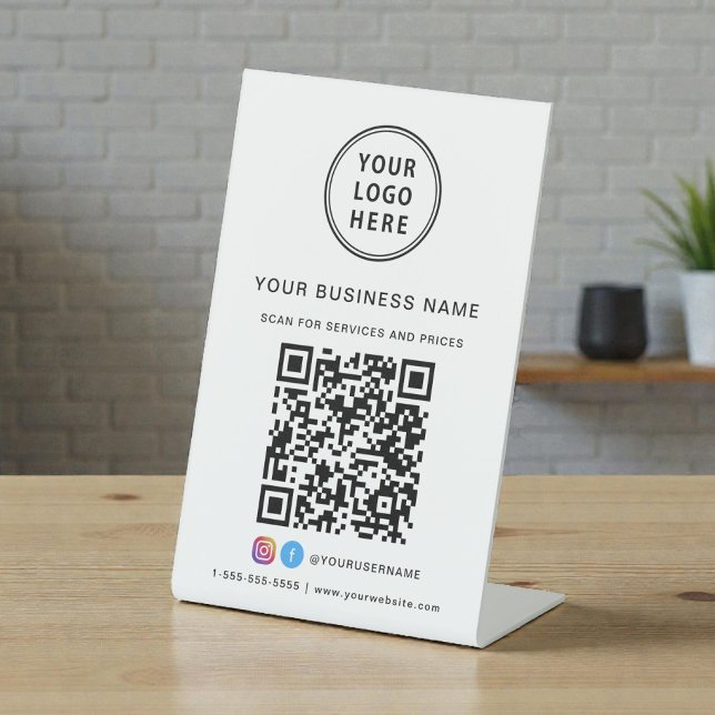 Business Logo Scan Me QR Code Pedestal Sign (Business Logo Scan Me QR Code Pedestal Sign)