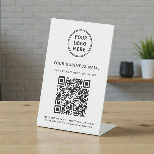 Business Logo Scan to Connect QR Code Pedestal Sign