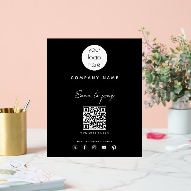 Business Logo Scan to Pay QR Code Social Media   Acrylic Sign (Wedding)