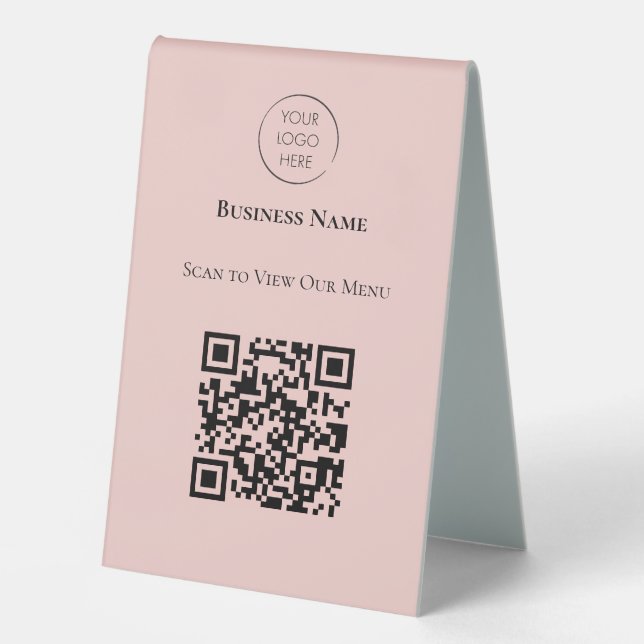 Business Logo Scan to View Menu QR Code Sign, (Front)