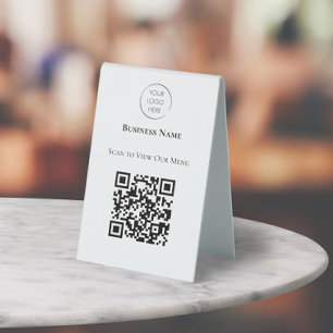 Business Logo Scan to View Menu QR Code, Tabletop