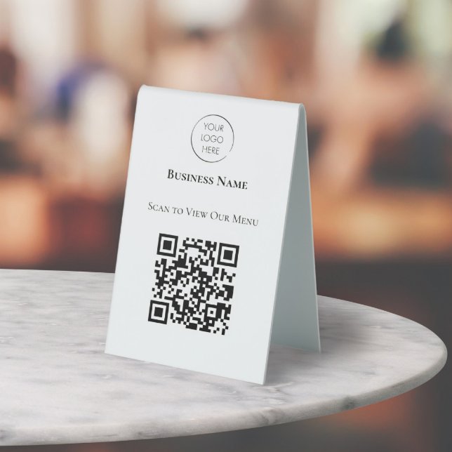 Business Logo Scan to View Menu QR Code, Tabletop (Creator Uploaded)