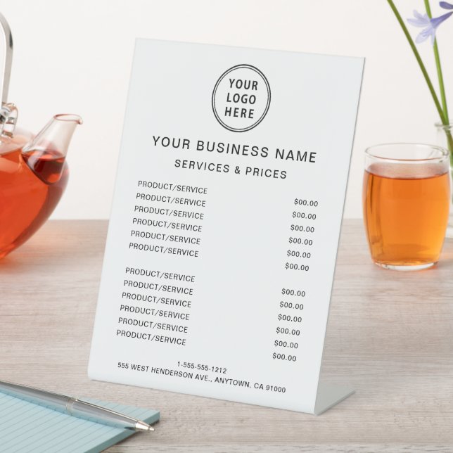 Business Logo Services Product Price List Pedestal Sign (In SItu)