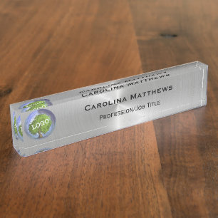 Business Logo Silver Nameplate