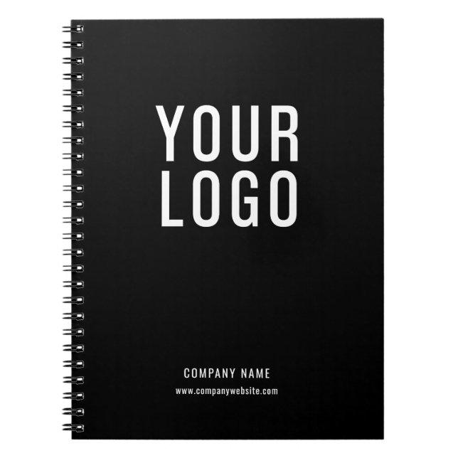 Business Logo Simple Black Promotional Notebook (Front)