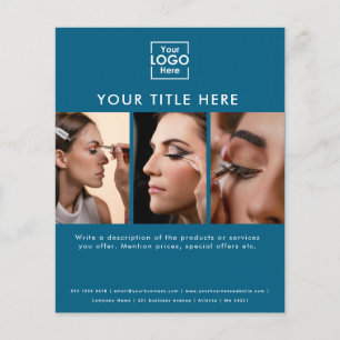 Business Logo Simple Blue Beauty Salon 3 Photos Flyer