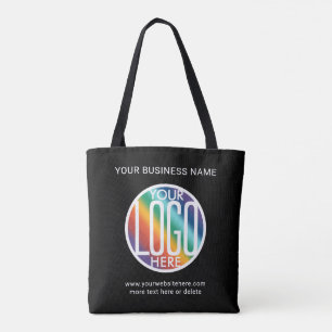 Business Logo Simple Corporate Promotional Black Tote Bag