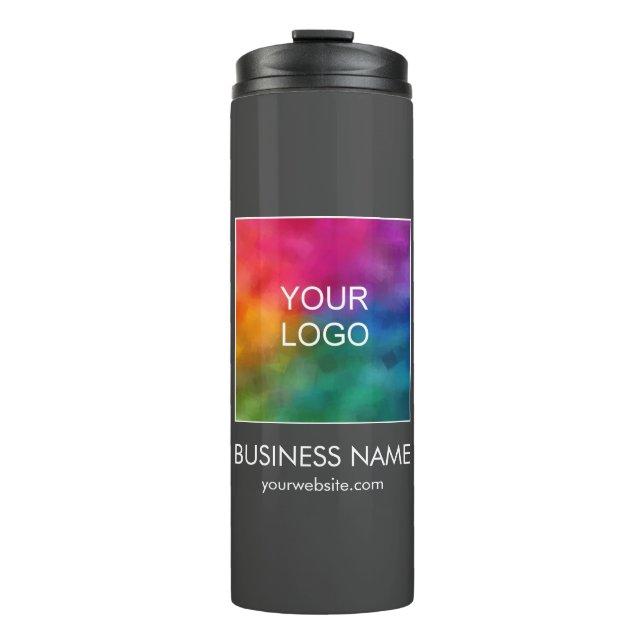 Business Logo Simple Custom Template Web Address Thermal Tumbler (Front)