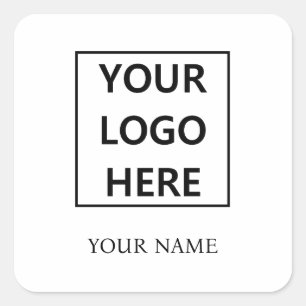 Business Logo Simple Minimal Custom Promotional  Square Sticker