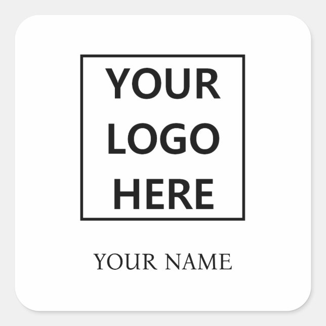 Business Logo Simple Minimal Custom Promotional  Square Sticker (Front)