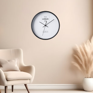 Business Logo Simple Minimal White Clock