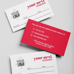 Business Logo Simple Minimalist Bold Red Appointment Card