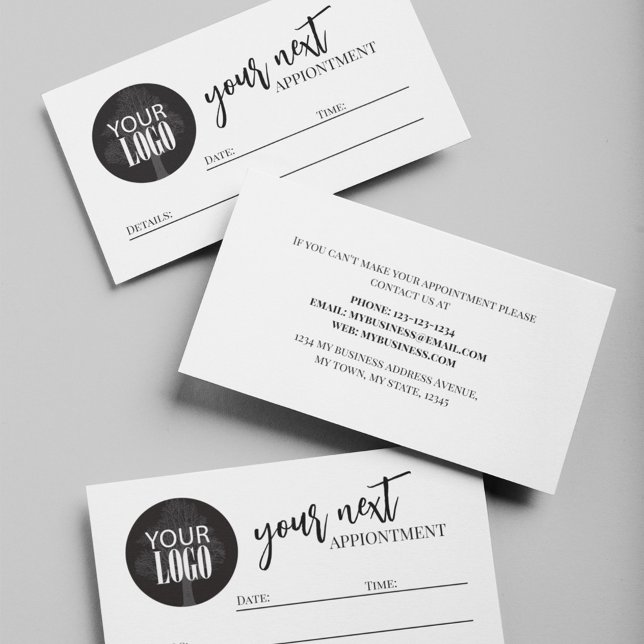 Business Logo Simple Minimalist Script Appointment Card (Business appointment card, add your logo. )