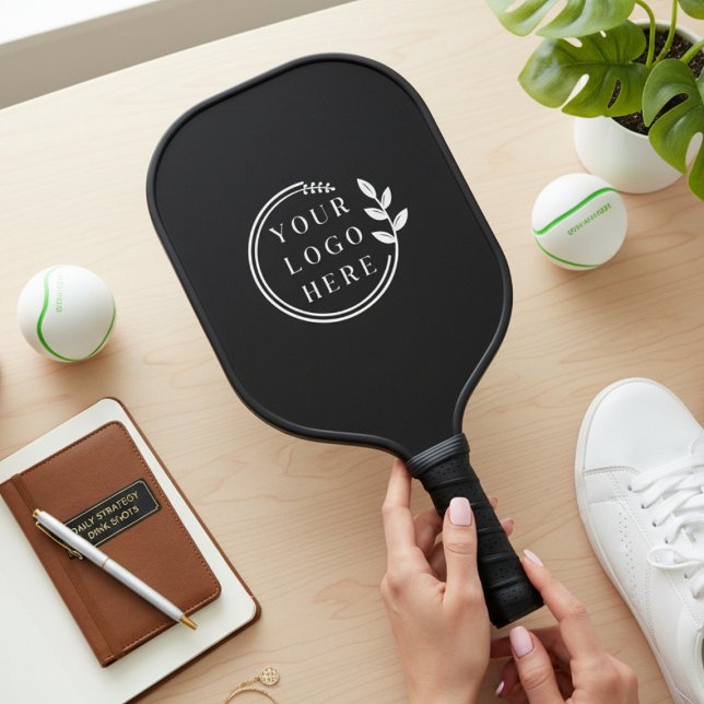 Business Logo Simple Modern Black Corporate Pickleball Paddle (Creator Uploaded)