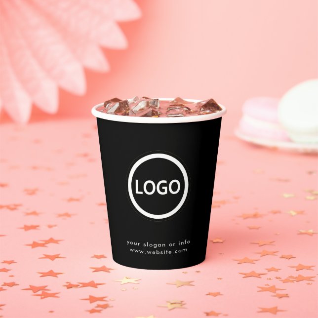 Business Logo Simple Stylish Black Modern  Paper Cups (Insitu)