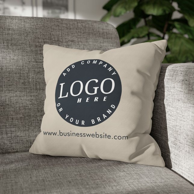 Business Logo Slogan and Website Address Custom Cushion (Business Logo Hotel Guest House Throw Pillow)